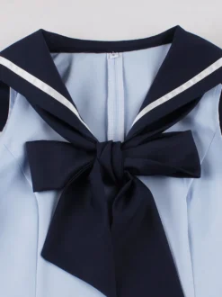 Robe trapèze rétro sans manches à col marin et nœud papillon pour femme 2026