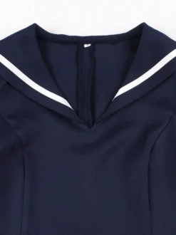 Robe trapèze rétro sans manches à col marin et nœud papillon pour femme 2026