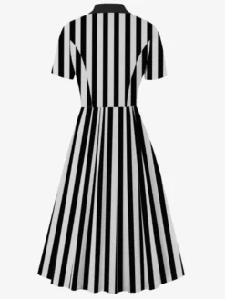 Robe trapèze vintage années 1950 pour femme - Robe midi rockabilly à double boutonnage et col à revers - Idéale pour un cocktail d'été 2026
