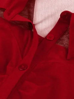 Robe trapèze vintage années 1950 pour femme col contrastant en résille fermeture boutonnée sur le devant