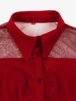 Robe trapèze vintage années 1950 pour femme col contrastant en résille fermeture boutonnée sur le devant