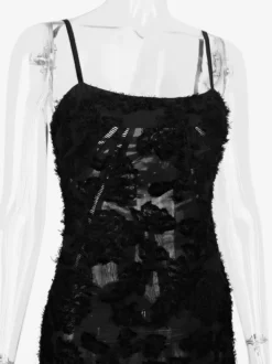 Robe trompette à bretelles spaghetti à lacets et broderie florale Robe de bal longue