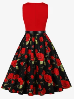 Robe vintage années 1950 robe trapèze fleurie sans manches robe midi style tea party