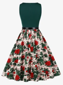 Robe vintage années 1950 robe trapèze fleurie sans manches robe midi style tea party