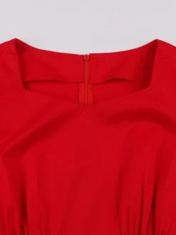 Robe vintage gothique brodée toile d'araignée robe midi femme manches courtes col V lacé coupe trapèze rouge et noire