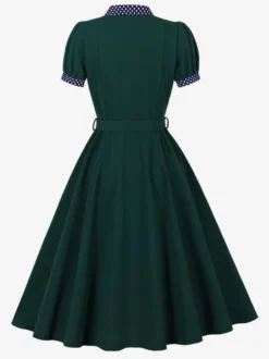 Robe vintage pour femme style années 1950 robe trapèze à pois col et nœud papillon robe midi idéale pour un tea party.