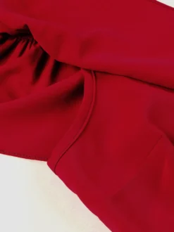 Robe vintage à volants épaules dénudées et fines bretelles robe midi rouge et bleue pour femme robe trapèze