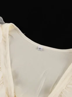 Robe à volants abricot mini-robe à col en V et manches longues pour femmes 2026