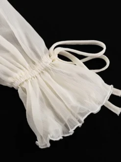 Robe à volants abricot mini-robe à col en V et manches longues pour femmes 2026