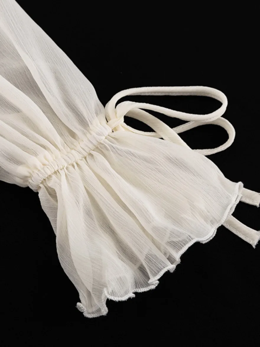 Robe à volants abricot mini-robe à col en V et manches longues pour femmes 2026