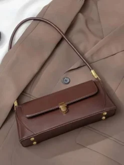 Sac Baguette en similicuir pour femme sac à bandoulière fin 2026