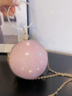 Sac à bandoulière à billes avec chaîne Sac à main de soirée brillant pour femme 2026