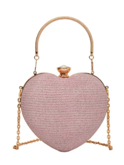 Sac à bandoulière en forme de cœur avec chaîne et pochette de fête brillante pour femme 2026