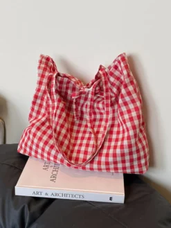 Sac à bandoulière léger à carreaux pour les vacances d'été idéal pour le shopping au quotidien.