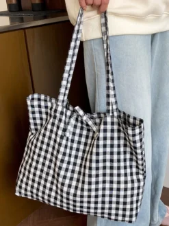 Sac à bandoulière léger à carreaux pour les vacances d'été idéal pour le shopping au quotidien.
