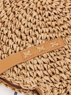 Sac à bandoulière rond en corde de papier tissé pour femme 2026