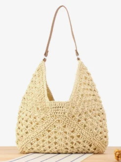 Sac à bandoulière tissé en corde de papier de grande capacité pour les vacances pour femmes 2026