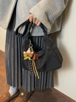Sac cabas bandoulière grande capacité en similicuir délavé vintage style hobo idéal pour un usage quotidien.