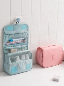 Sac de rangement de voyage étanche avec crochet trousse de toilette portable de grande capacité pour femmes