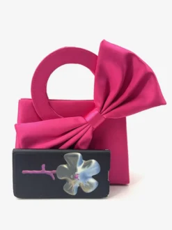Sac de soirée miniature en satin avec anse anneau et nœud bandoulière amovible et chaîne détachable pochette pour mariage ou soirée.