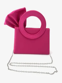 Sac de soirée miniature en satin avec anse anneau et nœud bandoulière amovible et chaîne détachable pochette pour mariage ou soirée.