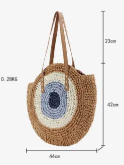 Sac fourre-tout rond en corde de papier tissé sac à bandoulière de plage pour femmes 2026