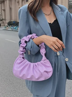 Sac à main en similicuir avec sac nuage plissé pour femme 2026