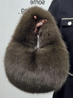 Sacs Pour Femmes Noir Sac À Main En Fausse Fourrure Chic