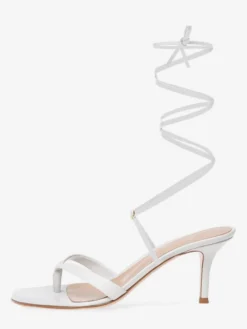 Sandales blanches à talons hauts tongs à lacets chaussures de soirée