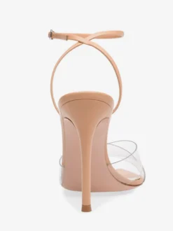 Sandales à talons hauts couleur chair bout ouvert chaussures habillées à talons aiguilles transparents