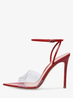 Sandales à talons hauts couleur chair bout ouvert chaussures habillées à talons aiguilles transparents