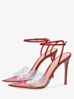 Sandales à talons hauts couleur chair bout ouvert chaussures habillées à talons aiguilles transparents