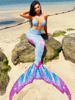Sirène Ensemble de bikini pour femmes maillots de bain de plage d'été sirène