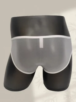 Slip transparent en maille fine pour homme taille basse avec poche éléphant respirant et sexy.