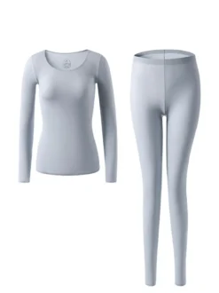 Sous-vêtements chauds d'hiver à col rond couche de base thermique pour femmes