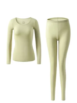 Sous-vêtements chauds d'hiver à col rond couche de base thermique pour femmes