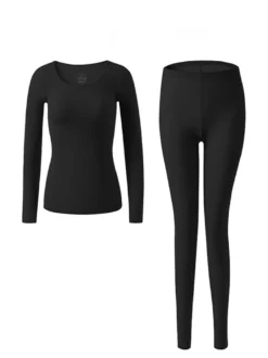 Sous-vêtements chauds d'hiver à col rond couche de base thermique pour femmes