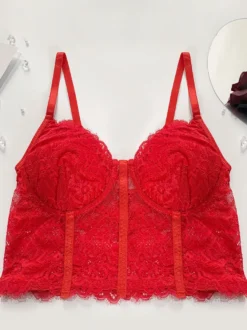 Sous-Vêtements Corset à Bretelle Tops Pour Femme Bustiers Lingerie Noir Sexy En Dentelle