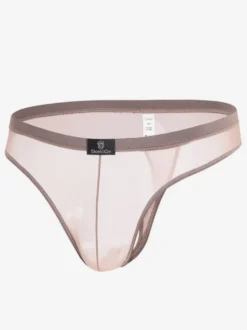 Sous-vêtements string en maille transparente pour hommes taille basse avec poche avant sexy.