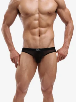 Sous-vêtements string en maille transparente pour hommes taille basse avec poche avant sexy.