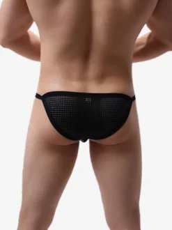 Sous-vêtements string en maille respirante pour hommes transparents taille élastique large sexy style string