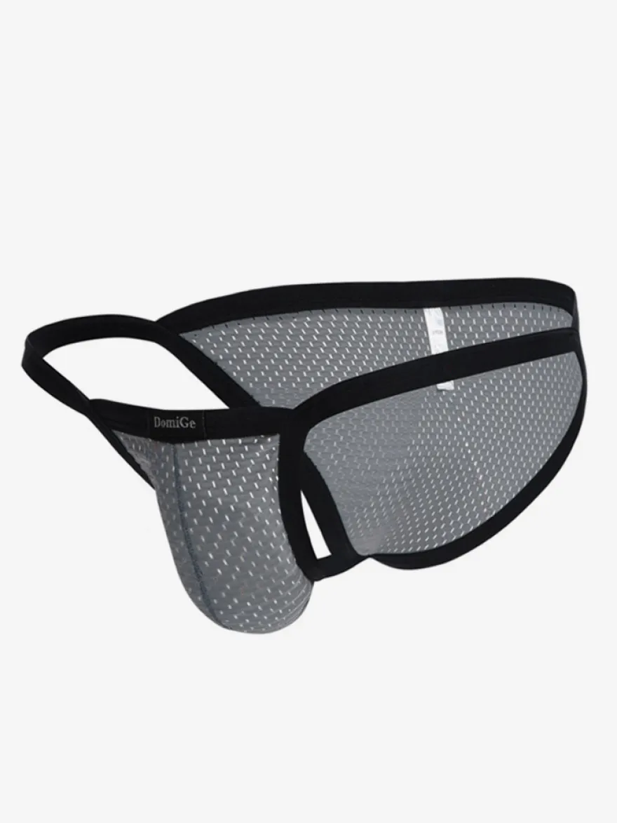 Sous-vêtements string en maille respirante pour hommes transparents taille élastique large sexy style string