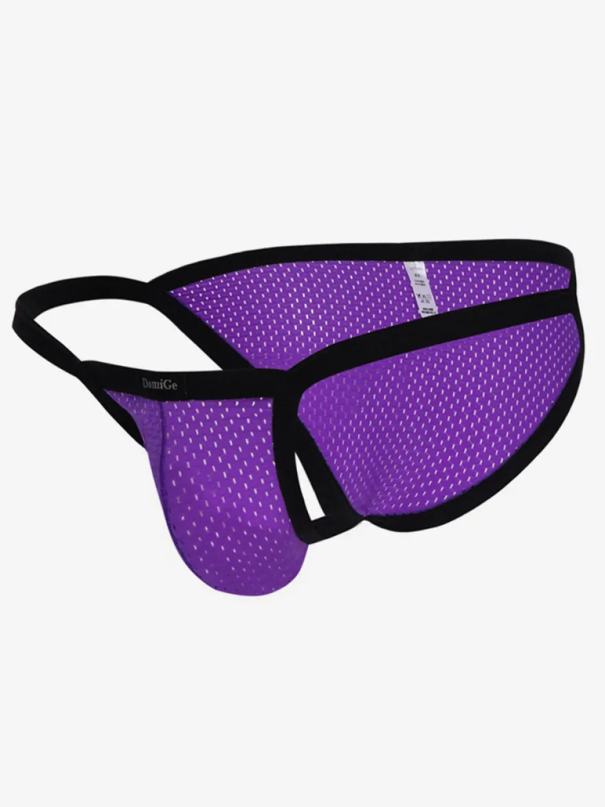Sous-vêtements string en maille respirante pour hommes transparents taille élastique large sexy style string
