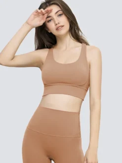 Soutien-gorge De Yoga Col Rond Nylon Top De Tennis Sans Manches Pour Femme Sport
