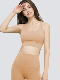 Soutien-gorge De Yoga Col Rond Nylon Top De Tennis Sans Manches Pour Femme Sport