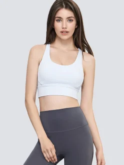 Soutien-gorge De Yoga Col Rond Nylon Top De Tennis Sans Manches Pour Femme Sport