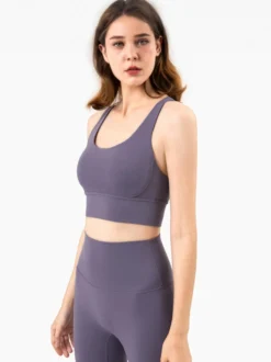 Soutien-gorge De Yoga Col Rond Nylon Top De Tennis Sans Manches Pour Femme Sport