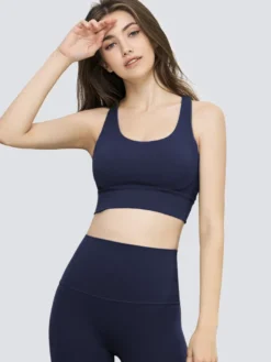 Soutien-gorge De Yoga Col Rond Nylon Top De Tennis Sans Manches Pour Femme Sport