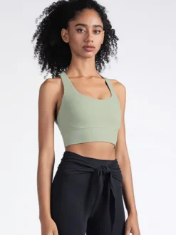 Soutien-gorge De Yoga Col Rond Nylon Top De Tennis Sans Manches Pour Femme Sport