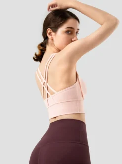 Soutien-gorge De Yoga Col Rond Nylon Top De Tennis Sans Manches Pour Femme Sport
